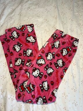 Hello Kitty Pink Fleece Pajama Bottoms with Character Print